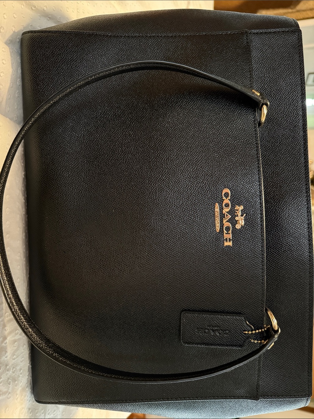 Coach Black Leather Laptop Tote with Gold Hardware - Picture 10 of 11